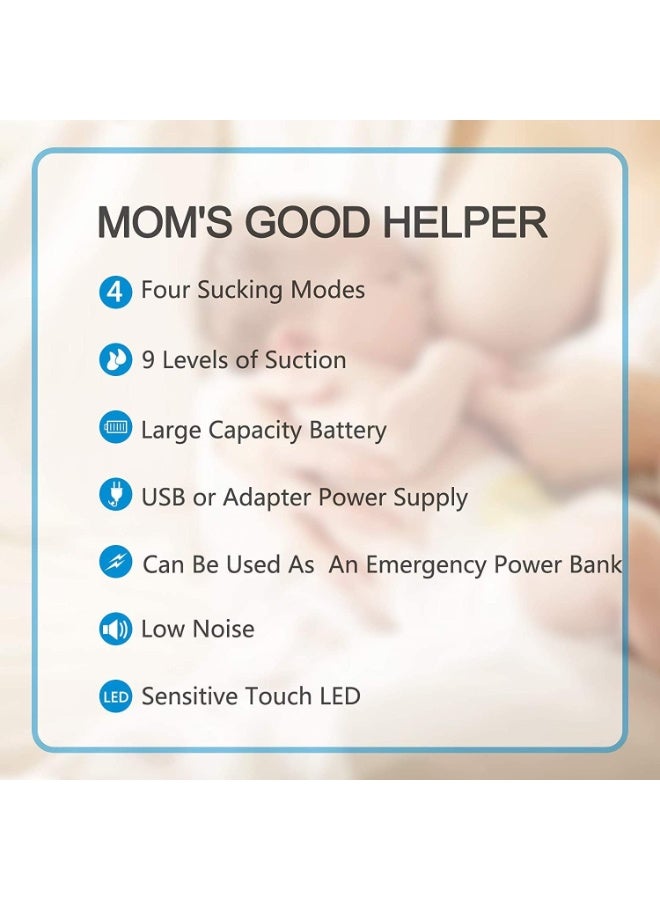 Bellababy Electric Breast Pump Double, 4 Modes & 9 Levels Efficient Suction, Touch Control LED Timer Display Rechargeable, Comes with 21mm, 24mm, 27mm Flanges, Clips and Milk Storage Bags - Image 3